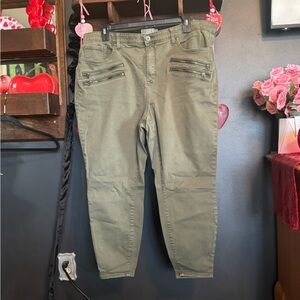 torrid Olive Green Skinny Jeans with Front Zippers